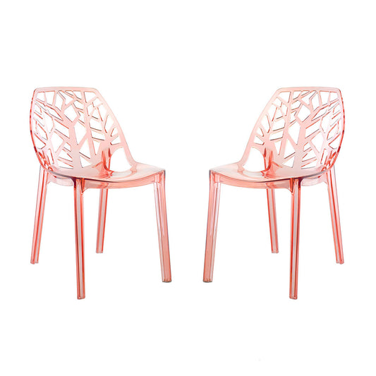 Zelda – sedia in policarbonato impilabile dal design moderno, colore rosa corallo