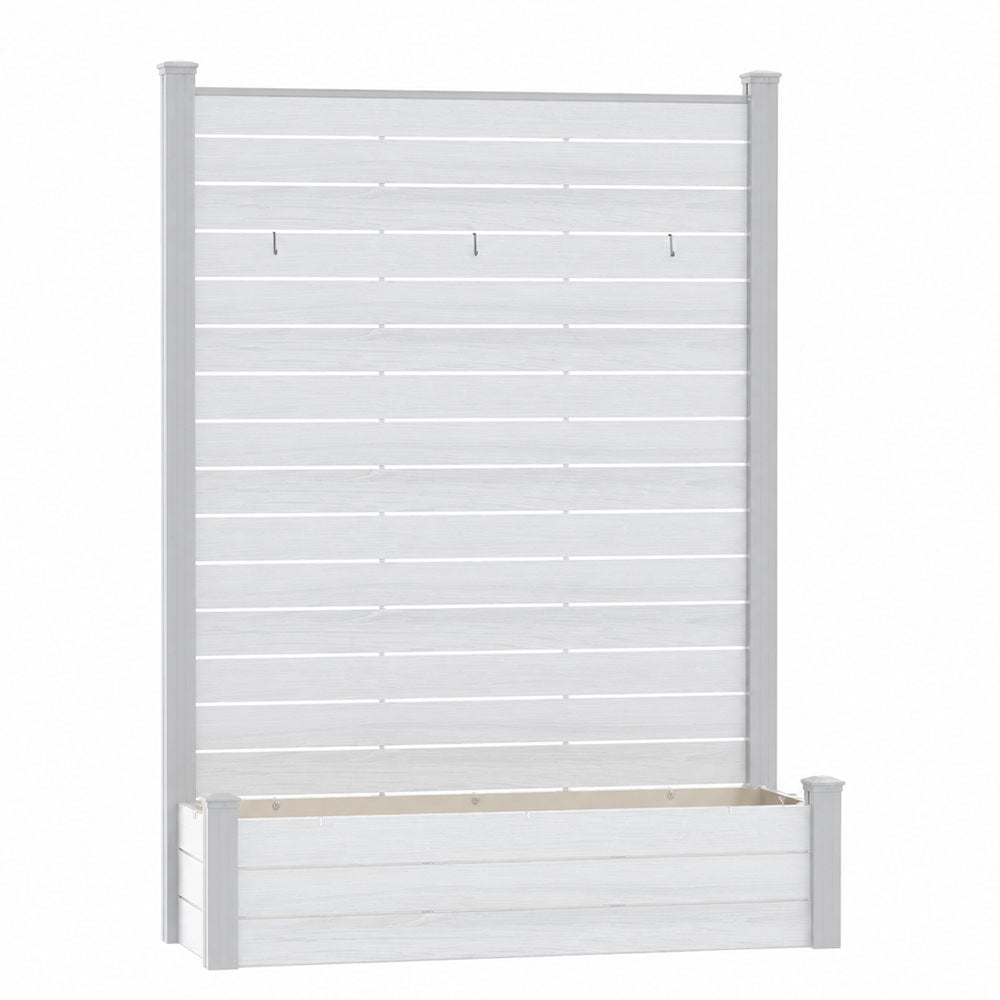 Separè da esterno con fioriera in WPC effetto legno, colore bianco