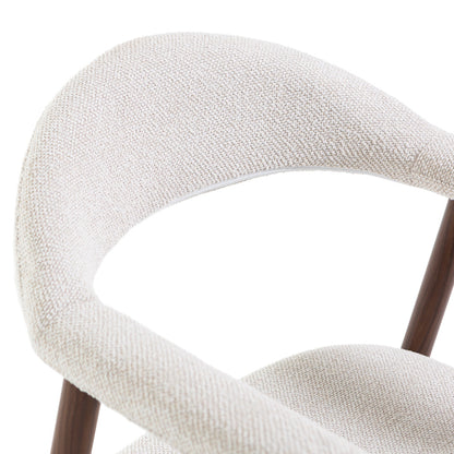Nives – sedia imbottita in tessuto con metallo effetto legno