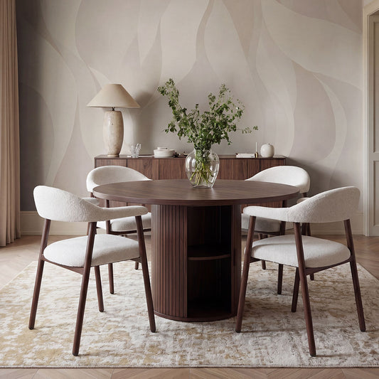 Nives – sedia imbottita in tessuto con metallo effetto legno