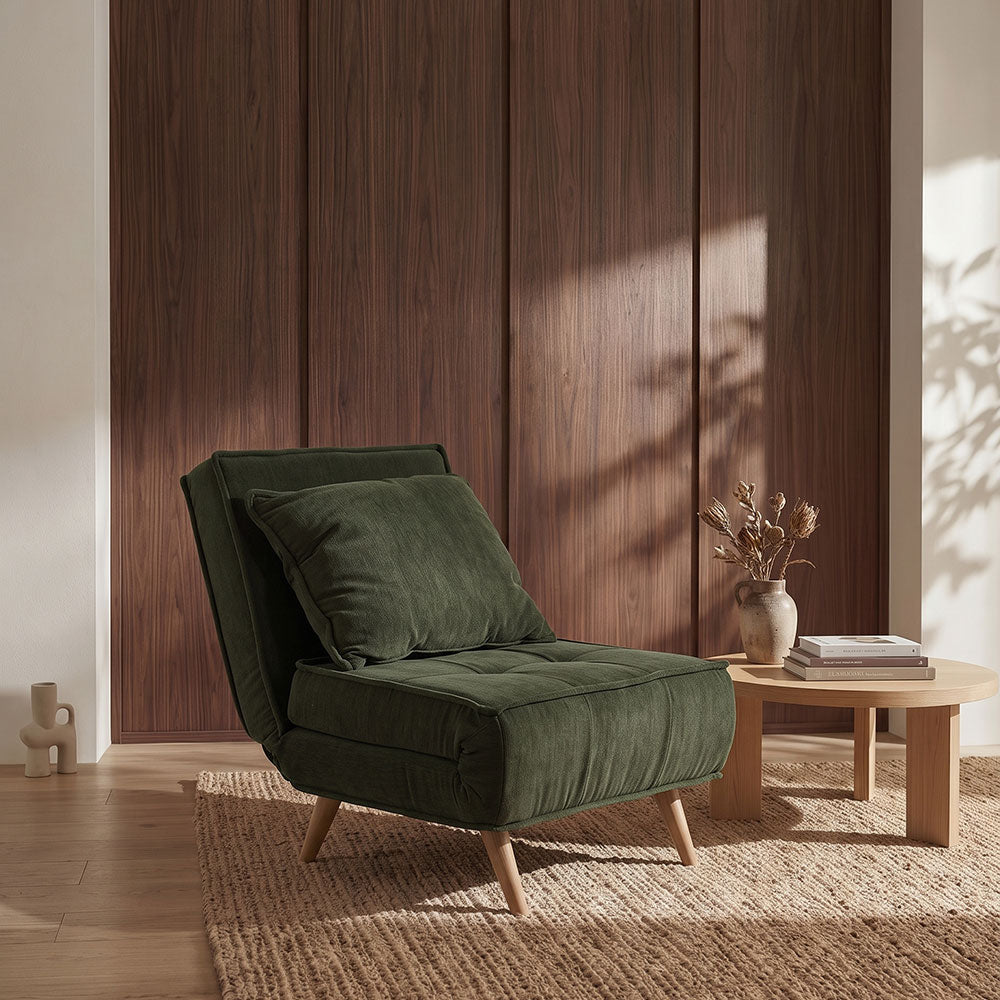 Cozy – divano letto in tessuto trapuntato con apertura facile