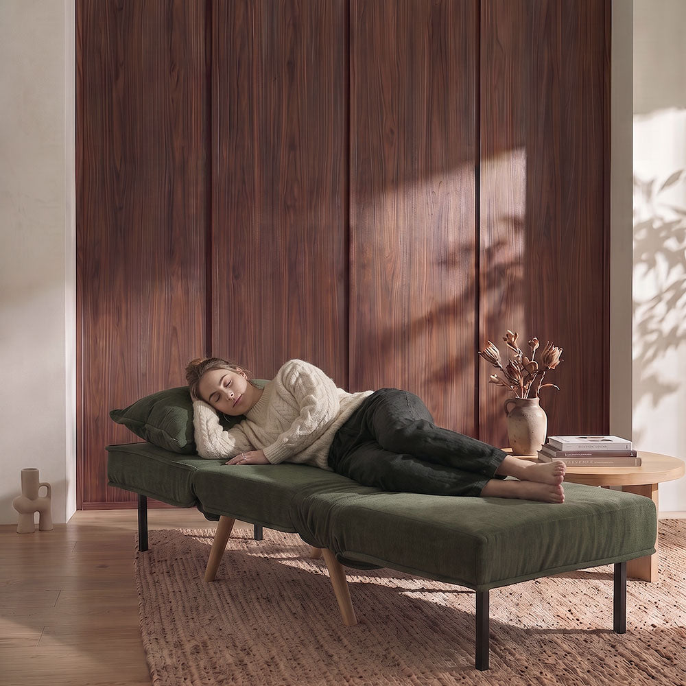 Cozy – divano letto in tessuto trapuntato con apertura facile