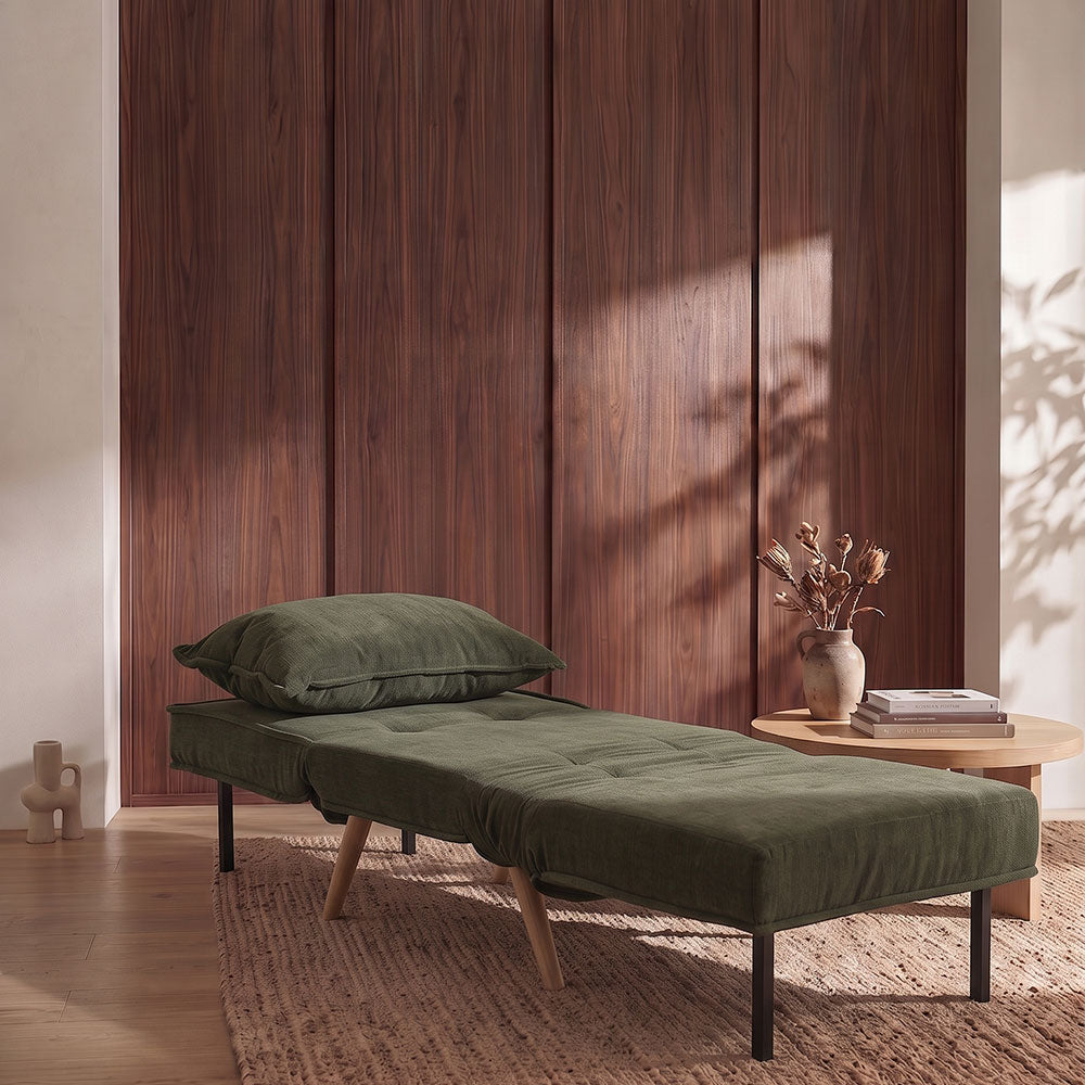 Cozy – divano letto in tessuto trapuntato con apertura facile