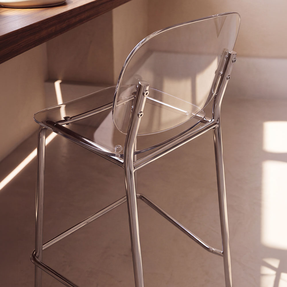 Gloss XL – sgabello trasparente 65 cm in policarbonato