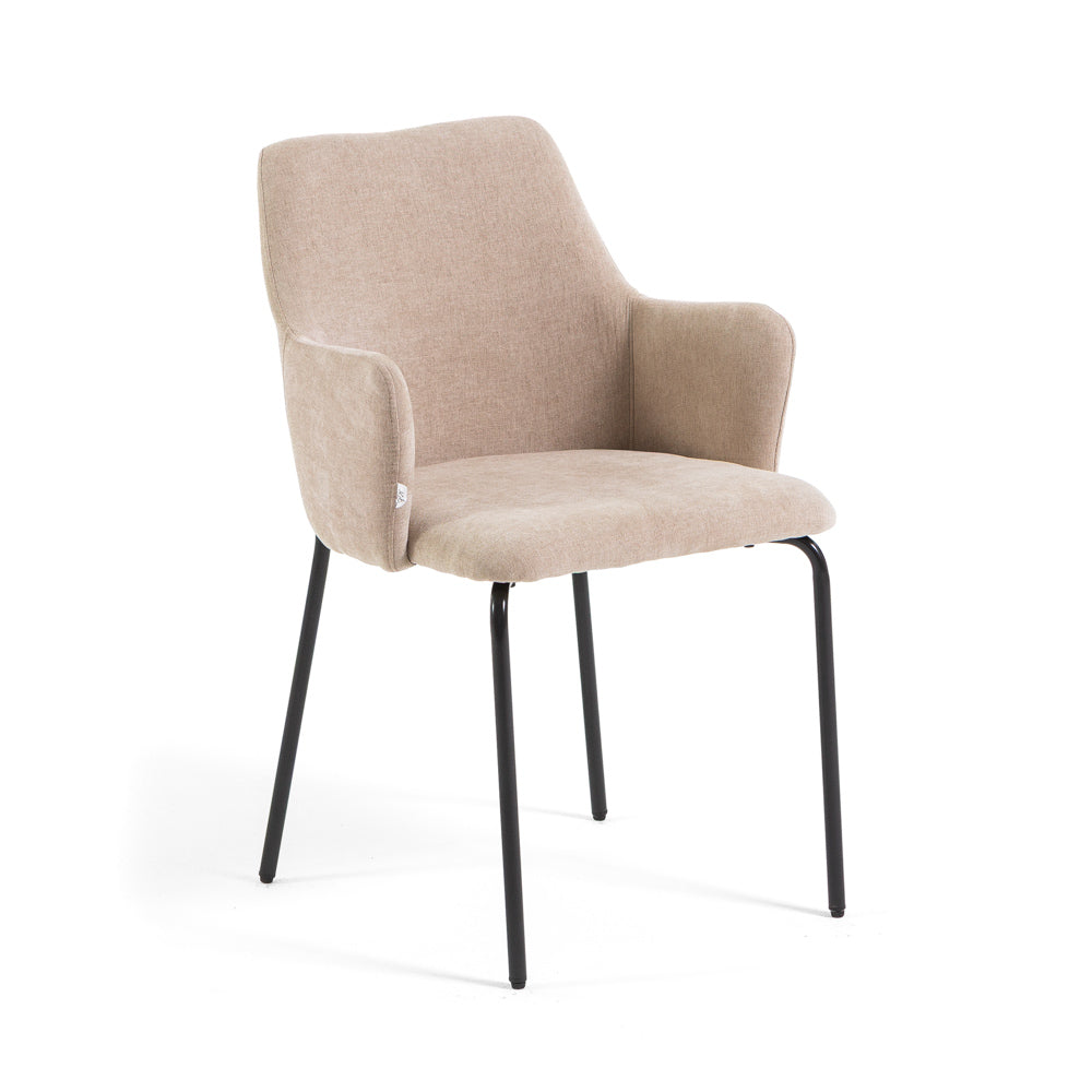 Rachele – Poltroncina in tessuto con gambe in metallo