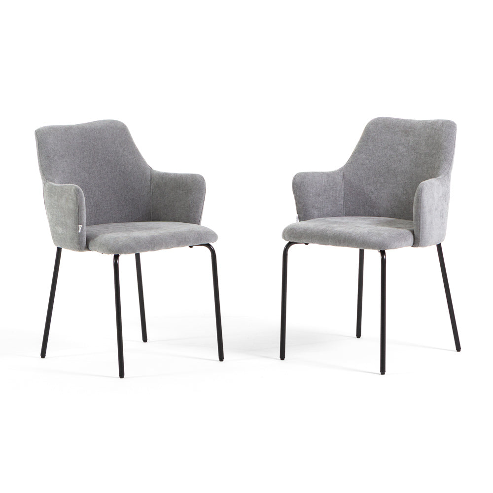 Rachele – Poltroncina in tessuto con gambe in metallo, colore grigio chiaro, tipo di tessuto tessuto
