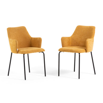 Rachele – Poltroncina in tessuto con gambe in metallo, colore senape, tipo di tessuto tessuto