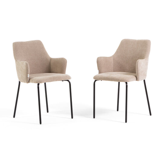 Rachele – Poltroncina in tessuto con gambe in metallo, colore beige, tipo di tessuto tessuto