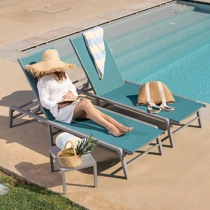 DUNA SUNBEDS + SIDE TABLE SET