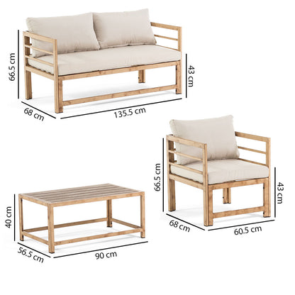 Cortina – set da giardino in metallo effetto legno anticato