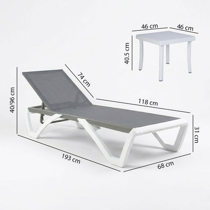 COSTA SUNBEDS + SIDE TABLE SET