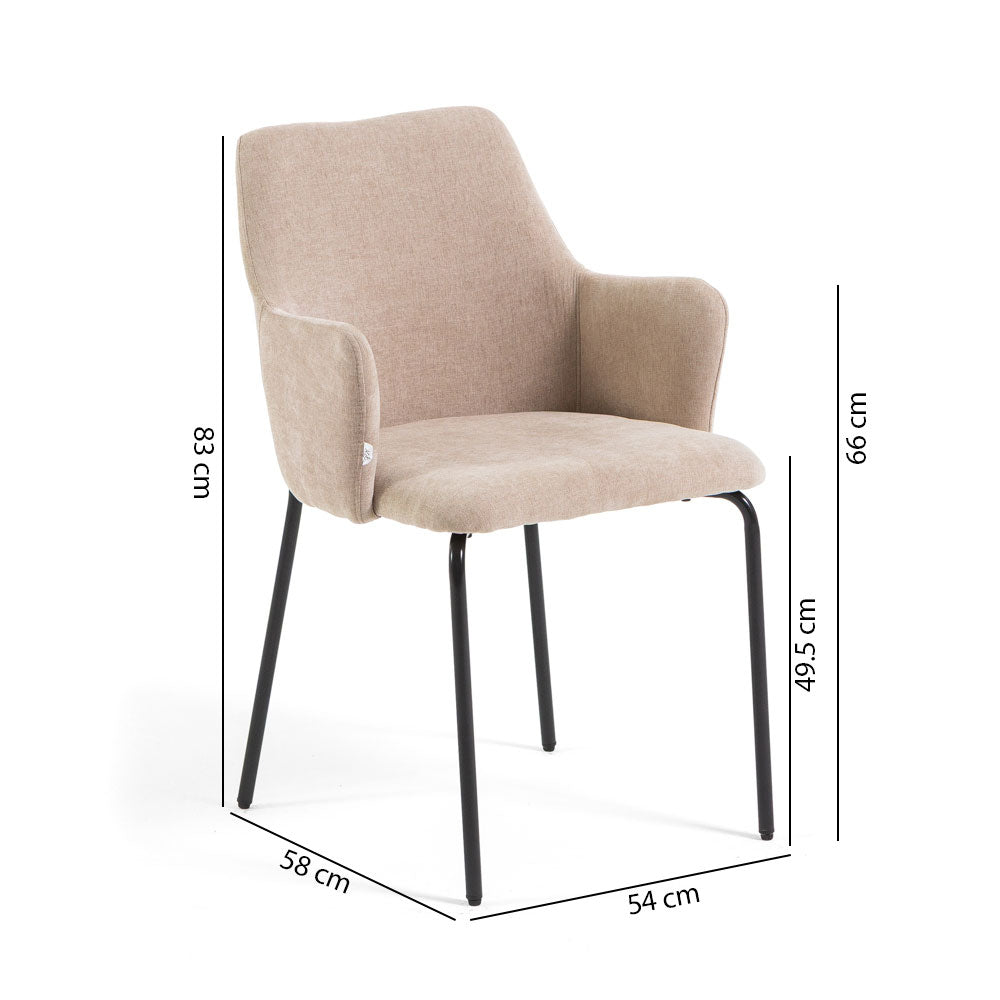 Rachele – Poltroncina in tessuto con gambe in metallo