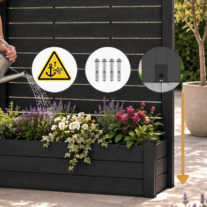Separè da esterno con fioriera in WPC effetto legno